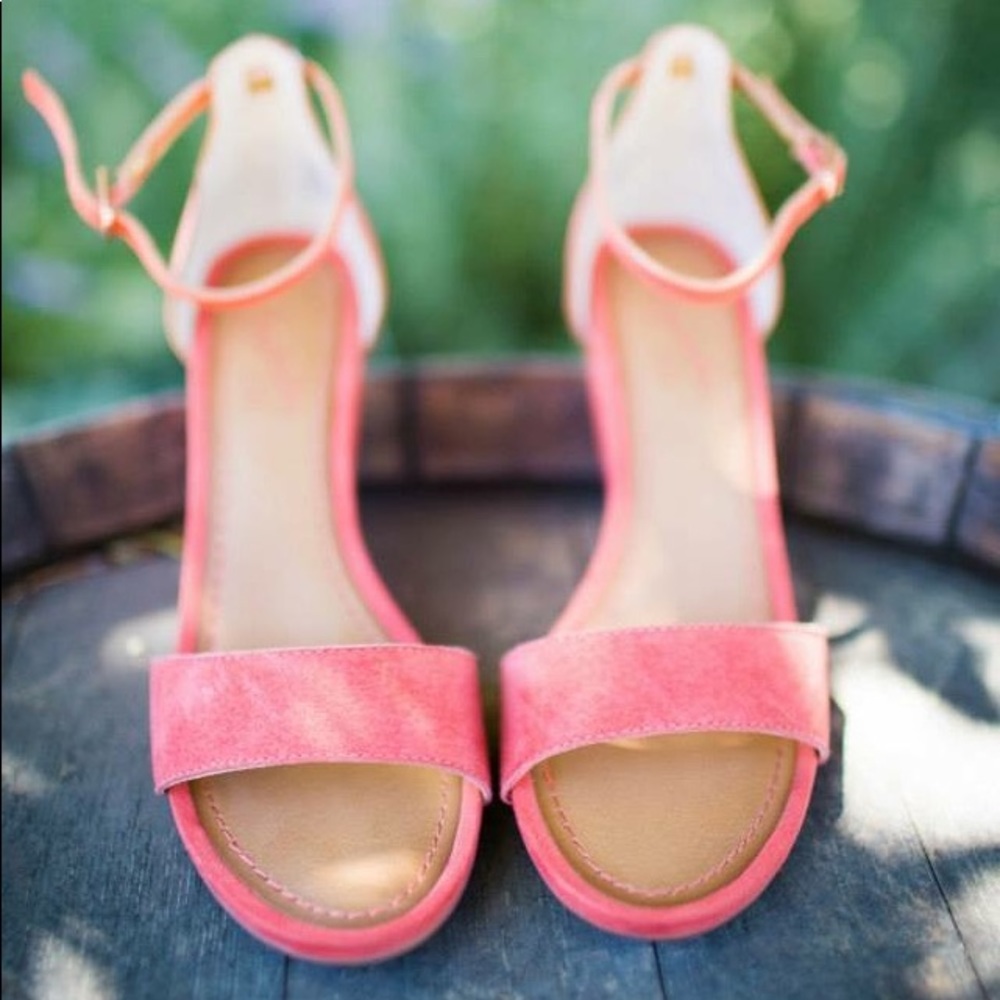 Coral Wedges with Ankle Strap